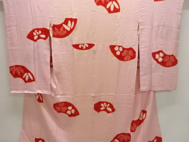 アンティーク　絞り地紙に花模様長襦袢